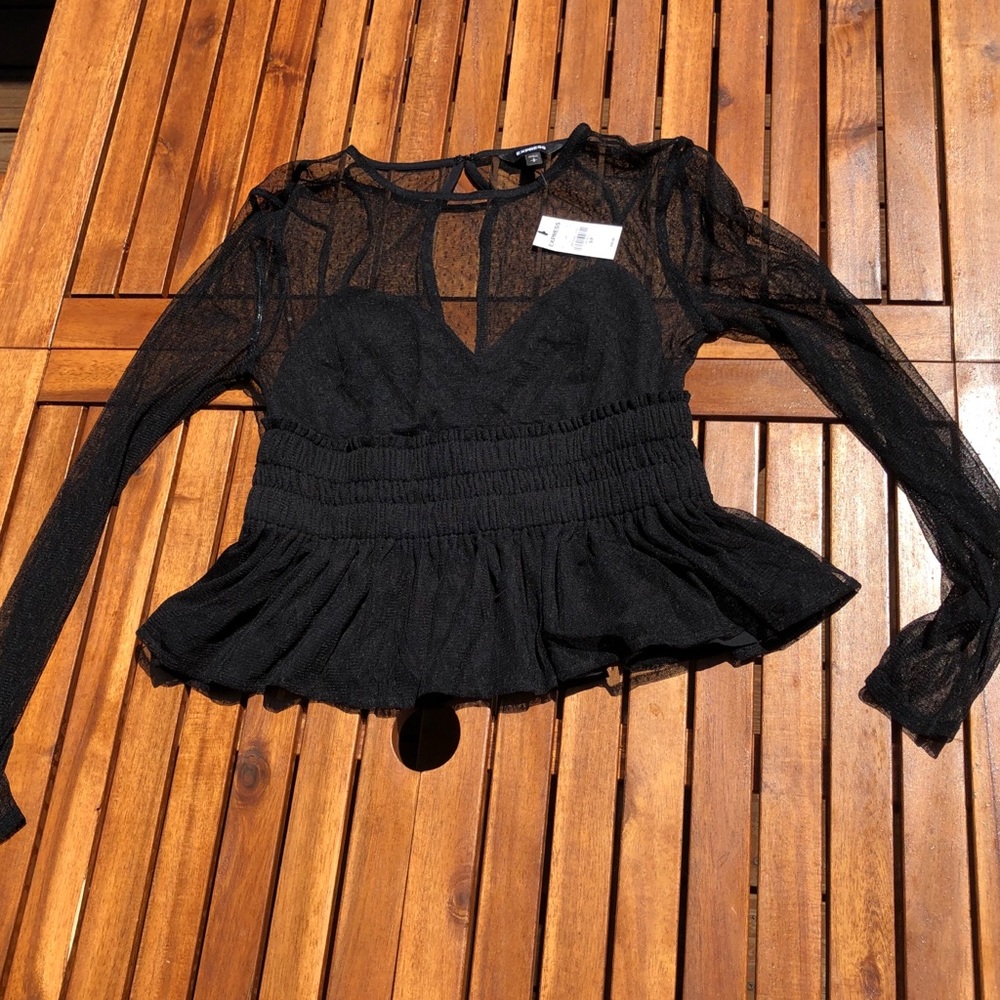 NWT Express sheer peplum top size Small and Medium